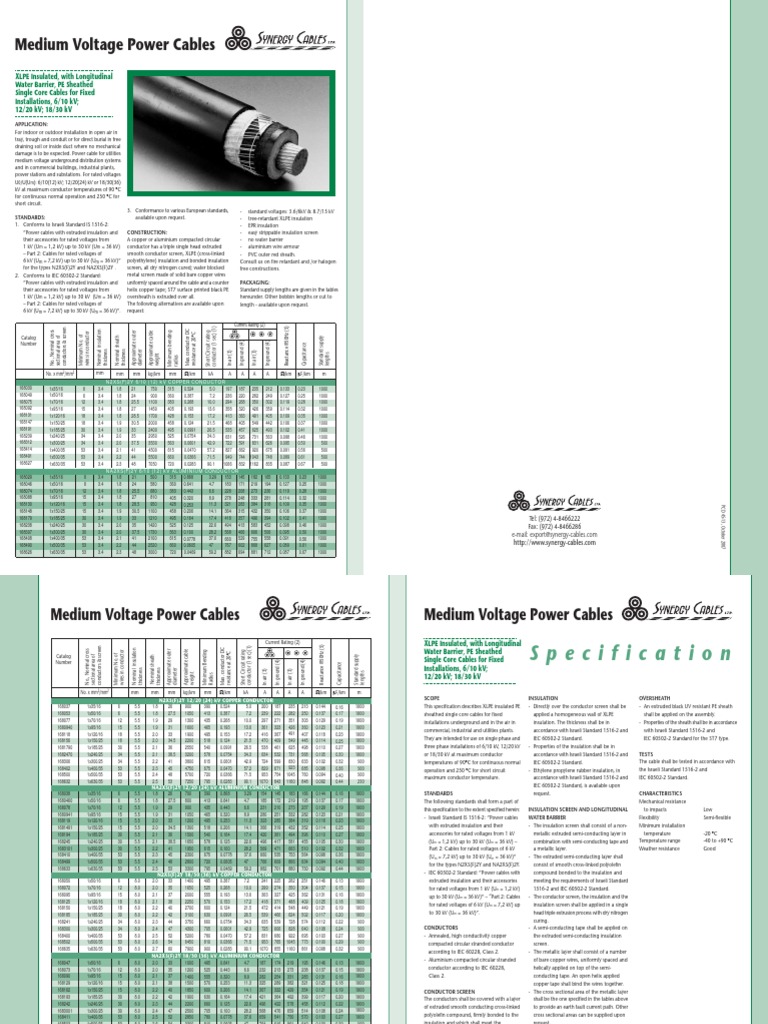 Medium Voltage Cable Specifications | PDF | Cable | Insulator (Electricity)