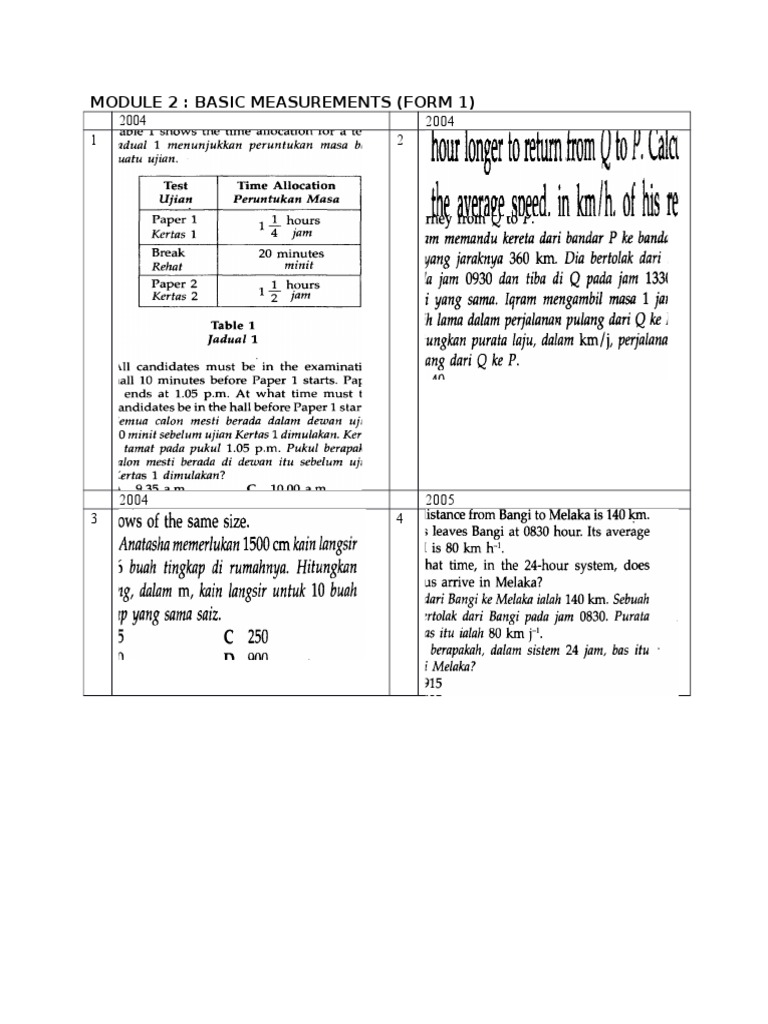Module 2: Basic Measurements (Form 1) | PDF