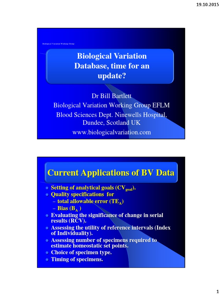 Biological Variation Data Update | PDF | Databases | Experiment