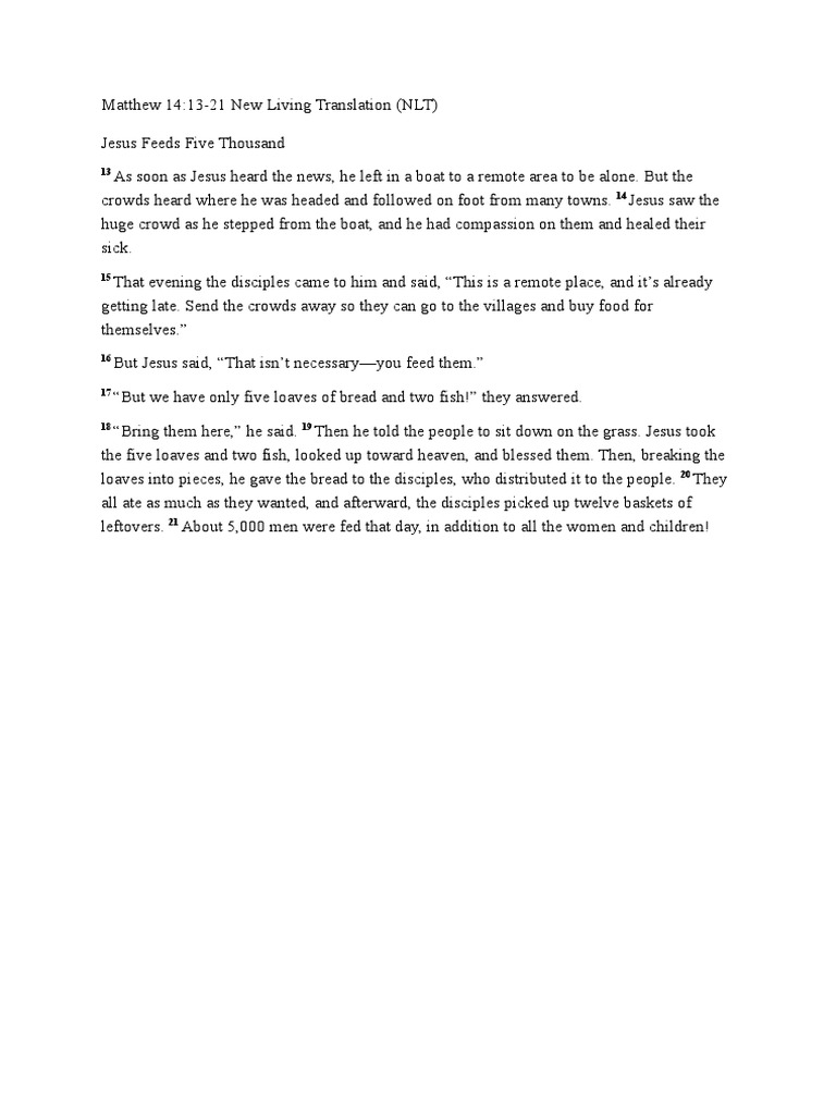 Feeding 5000 Canonical Gospels New Testament Content