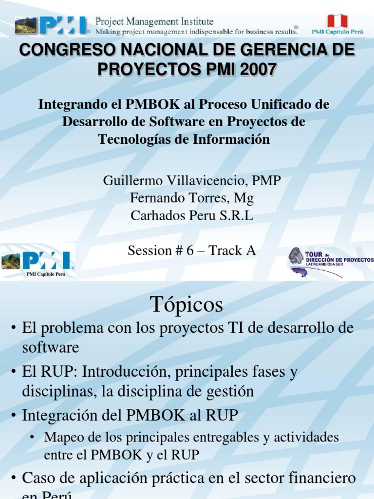 Integración PMBOK y RUP en Proyectos TI | PDF | Ingeniería de software ...