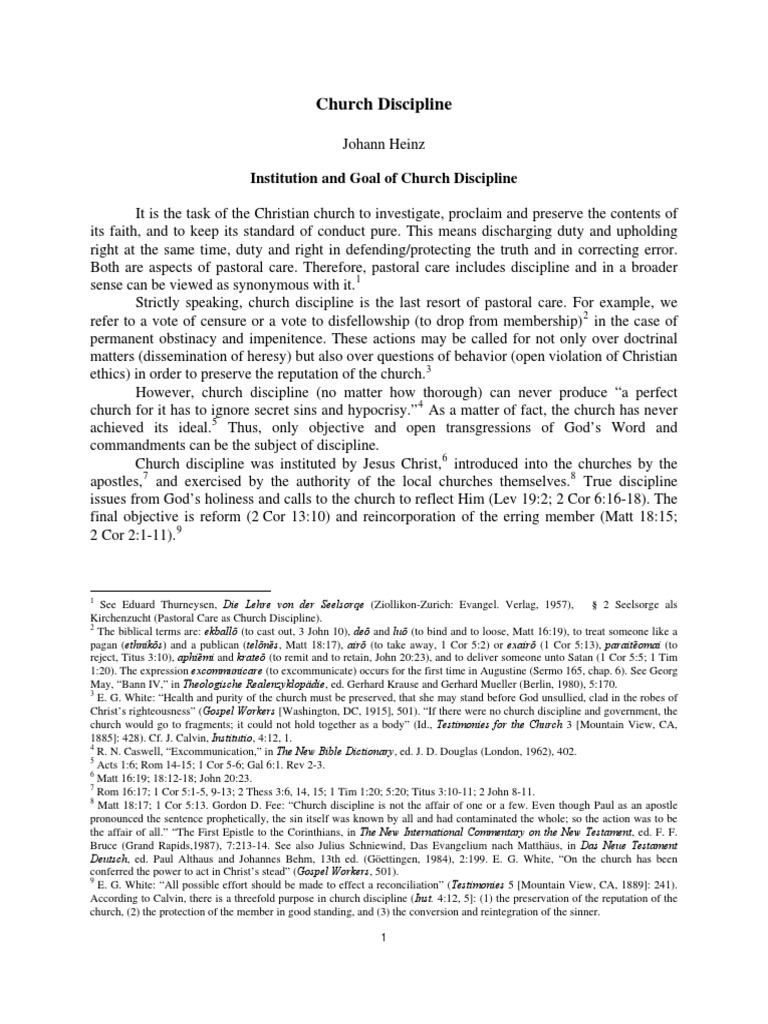 Church Discipline: Purpose and Practice | PDF | Christian Church | Jesus