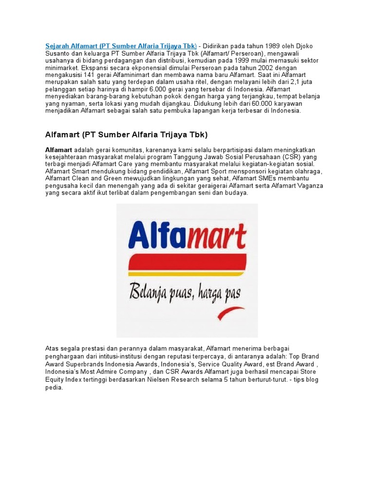 Alfamart Didirikan Pertama Kali Pada Tanggal