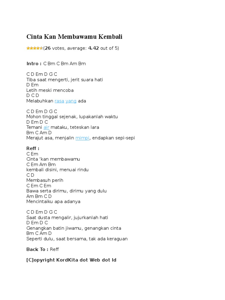 Cinta Kan Membawamu Kembali Intro Cbmcbmambm