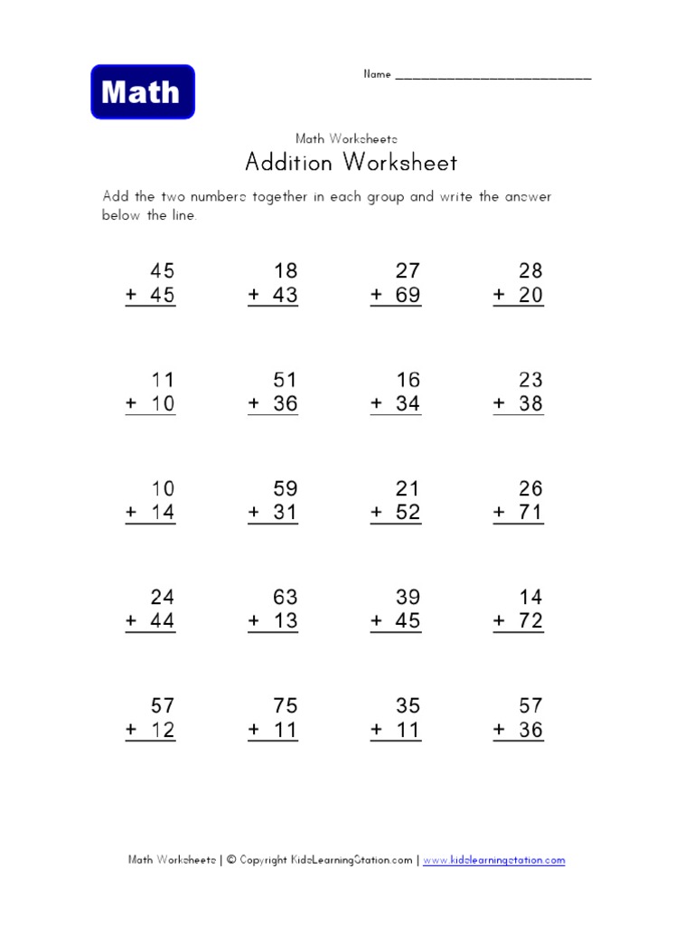 Addition Addition Addition Addition Worksheet Worksheet Worksheet ...