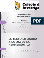 RESUMEN Texto Literario A La Luz de La Hermeneutica