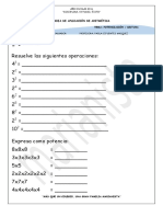 HOJA de APLICACIÓN Potenciación - Lectura