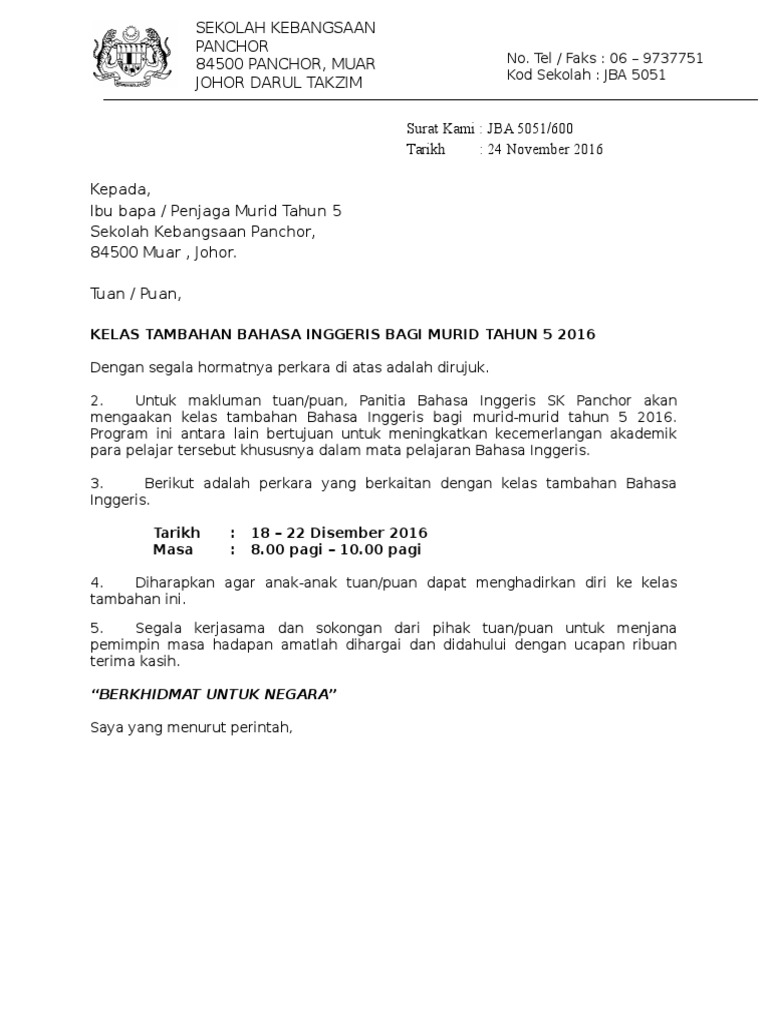 Contoh Surat Kepada Kdn