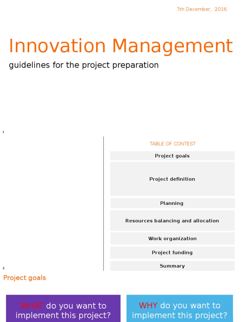 Innovation Management Project Guidelines | PDF | Innovation | Marketing ...