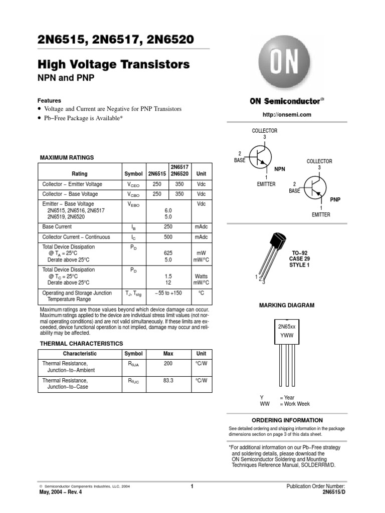 2 N 6517 | PDF | Bipolar Junction Transistor | Electrical Components