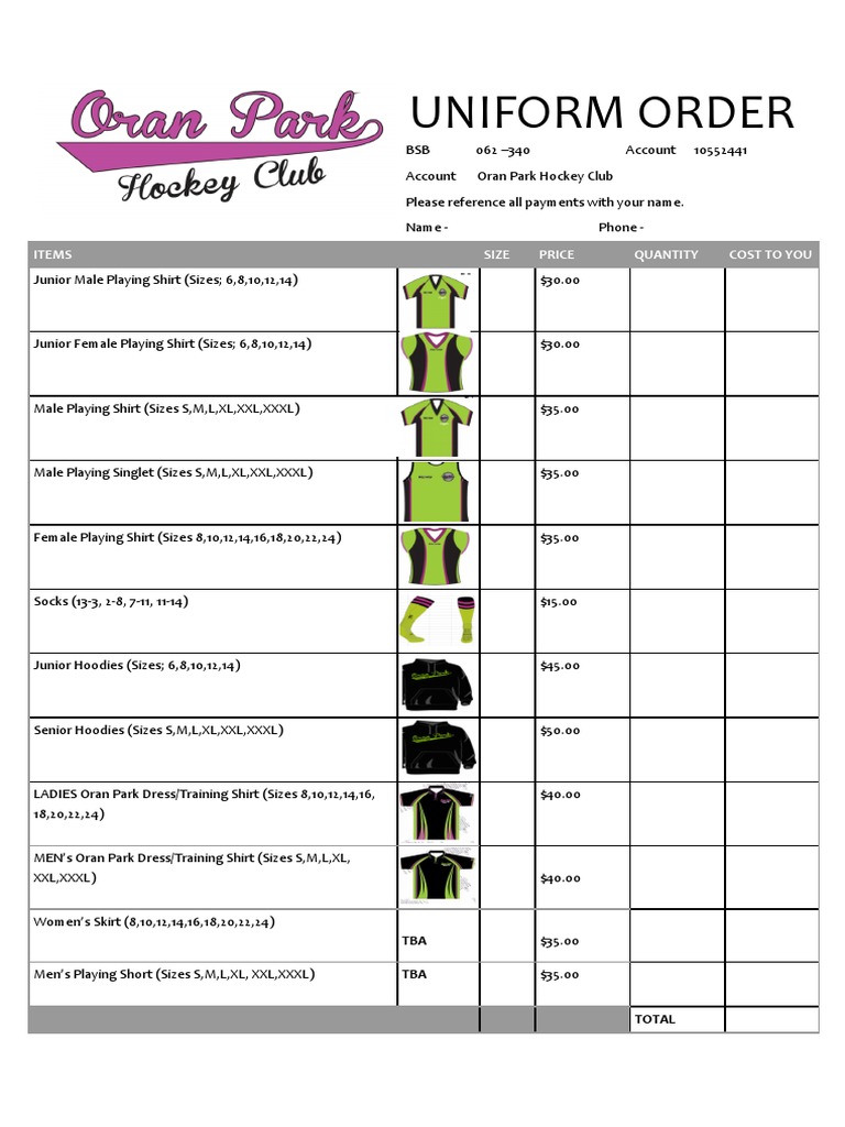 2017 Uniform Order Form PDF