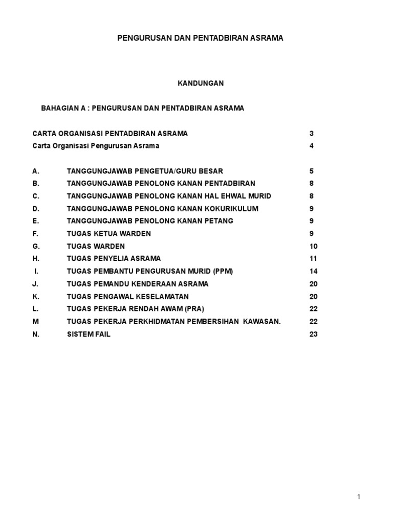 Pengurusan Dan Pentadbiran Asrama Pdf