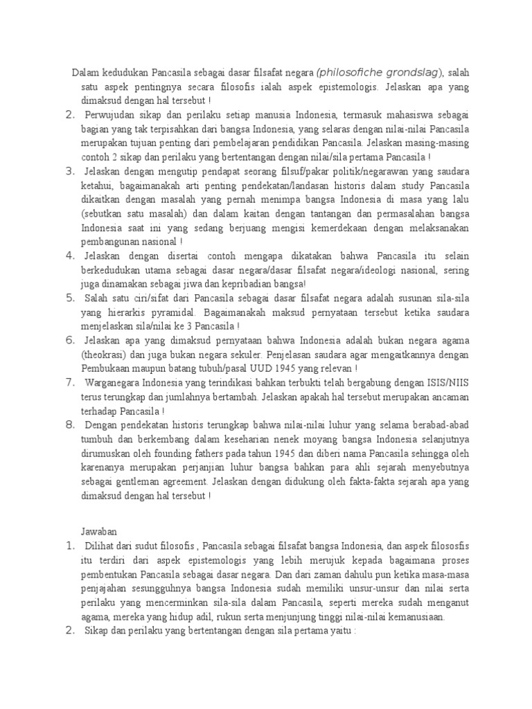 soal uas pancasila