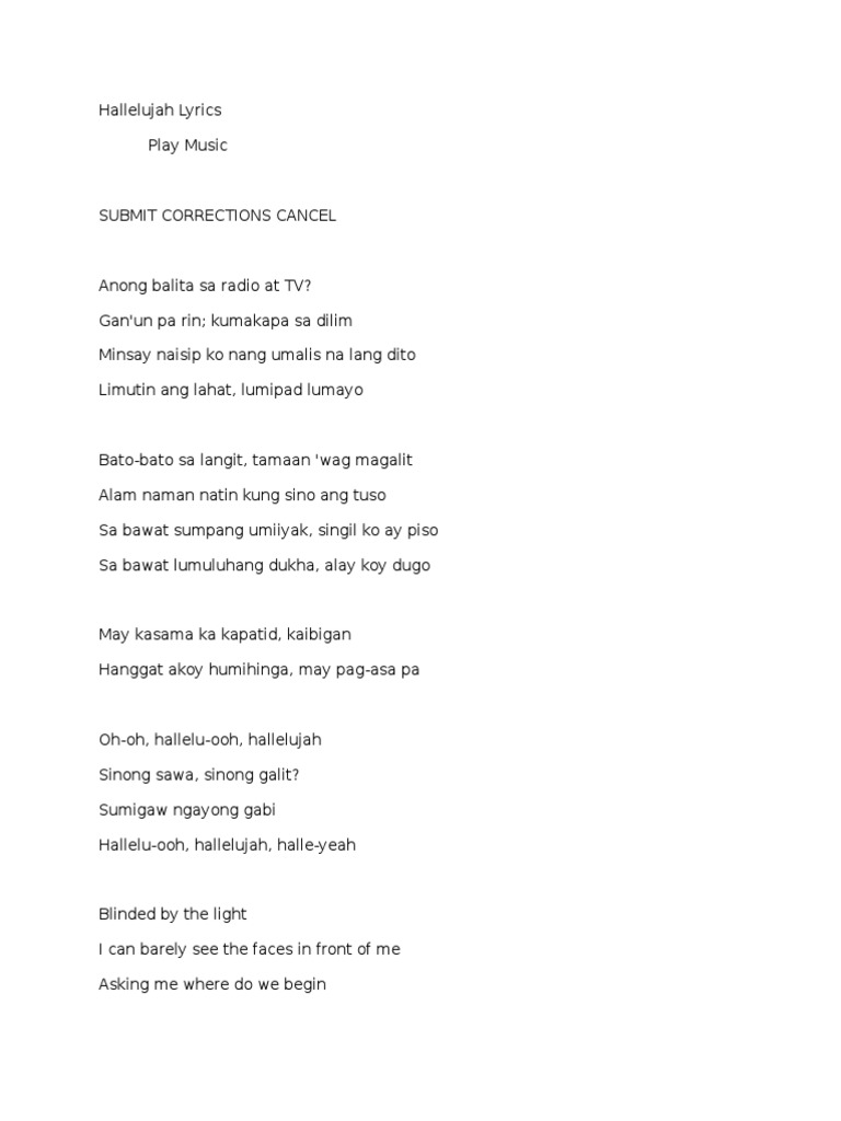Hallelujah Lyrics PDF