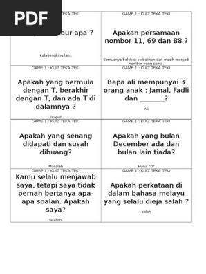 Teka Teki Susah Dan Lawak Serta Jawapan