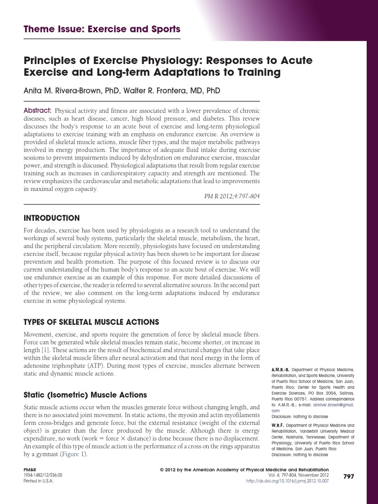 Principles of Exercise Physiology | PDF | Muscle Contraction | Physical ...