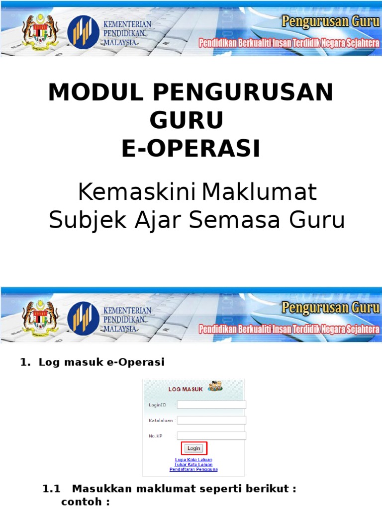 Login e-operasi guru Login e