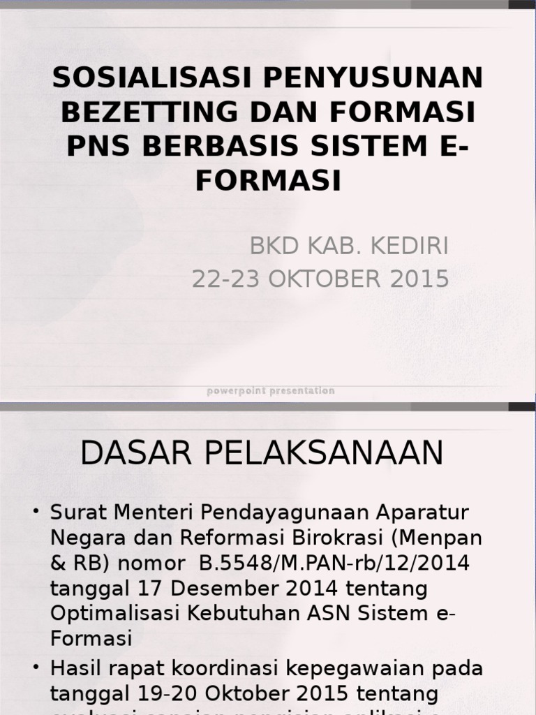 Sosialisasi Penyusunan Bezetting Dan Formasi | PDF