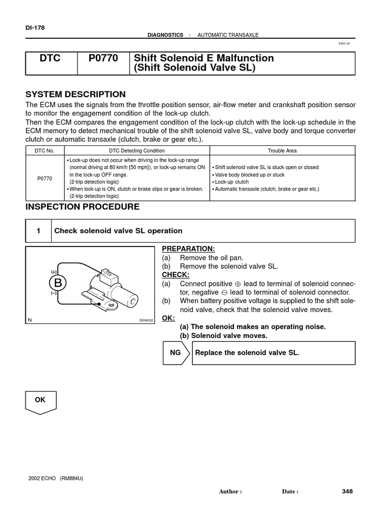 P0770 Shift Solenoid E Malfunction | PDF | Clutch | Valve