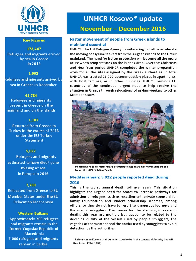 UNHCR External Update November - December 2016 | PDF | Refugee | United ...