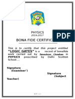 Bona Fide Certificate: Physics