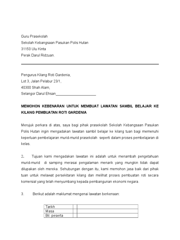 Surat Lawatan Gardenia Pdf