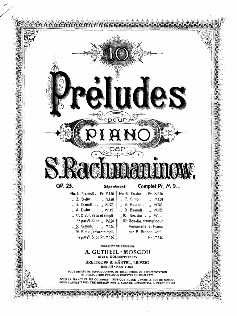 Rachmaninoff Prelude In G Minor Op 23 No 5