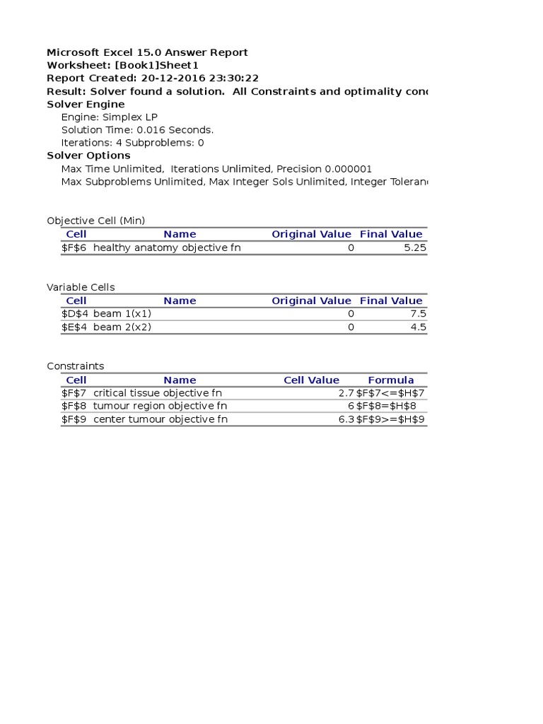 Excel Solver Optimization Report | PDF | Teaching Methods & Materials ...