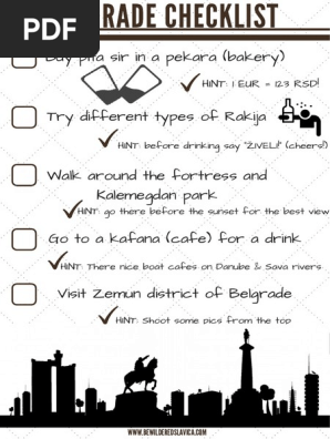 Belgrade Checklist Printable PDF