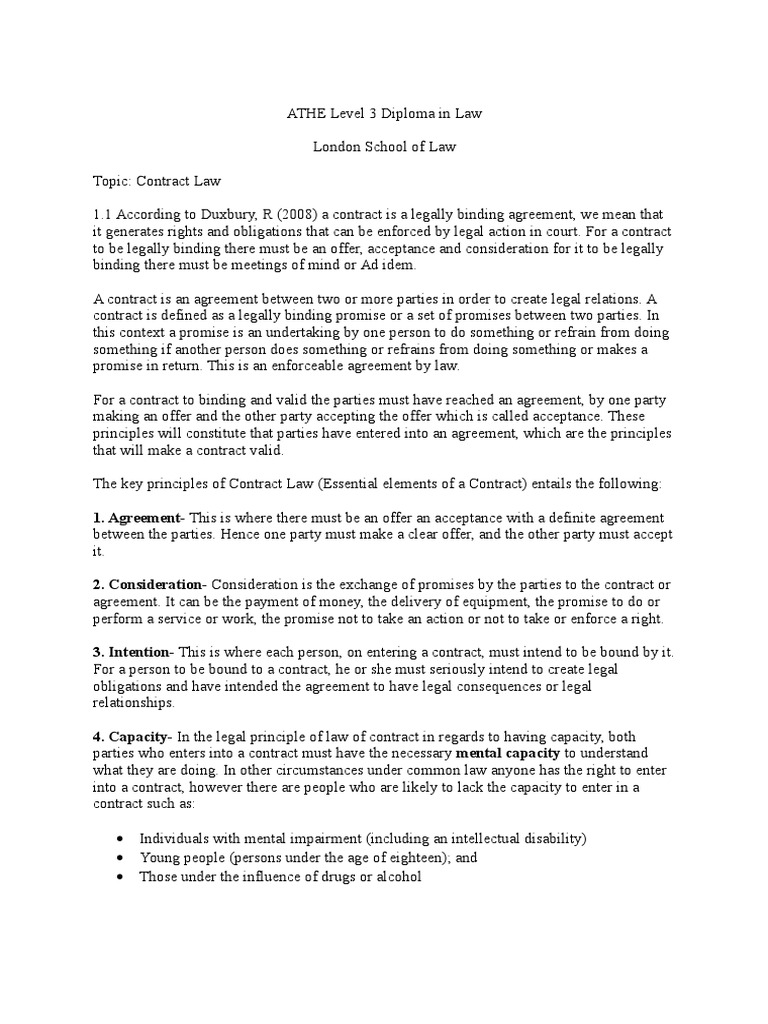 Key Principles of Contract Law | PDF | Offer And Acceptance | Deed