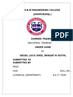 M.B.M Engineering College Jodhpur (Raj.) : Industrial Training