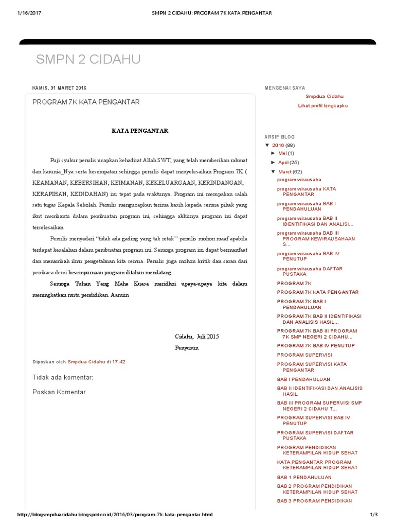Program 7K di SMPN 2 Cidahu | PDF | Karier & Perkembangan | Ilmu Sosial