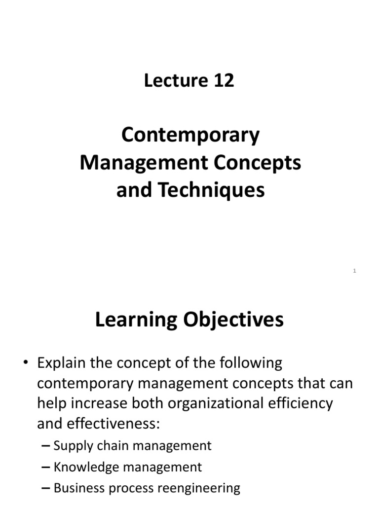 Contemporary Management Techniques Explained | PDF | Supply Chain ...