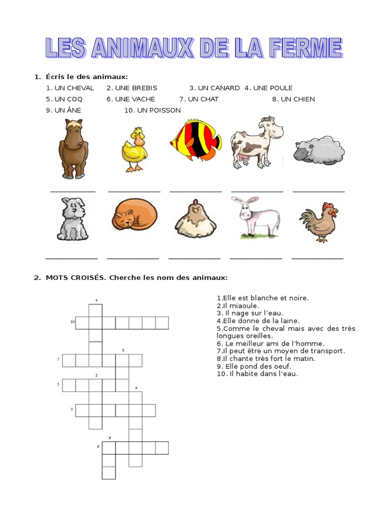 Fiche Animaux Ferme