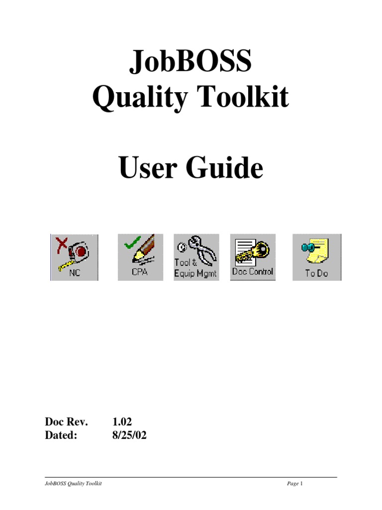 Quality Toolkit User Guide PDF Button Password