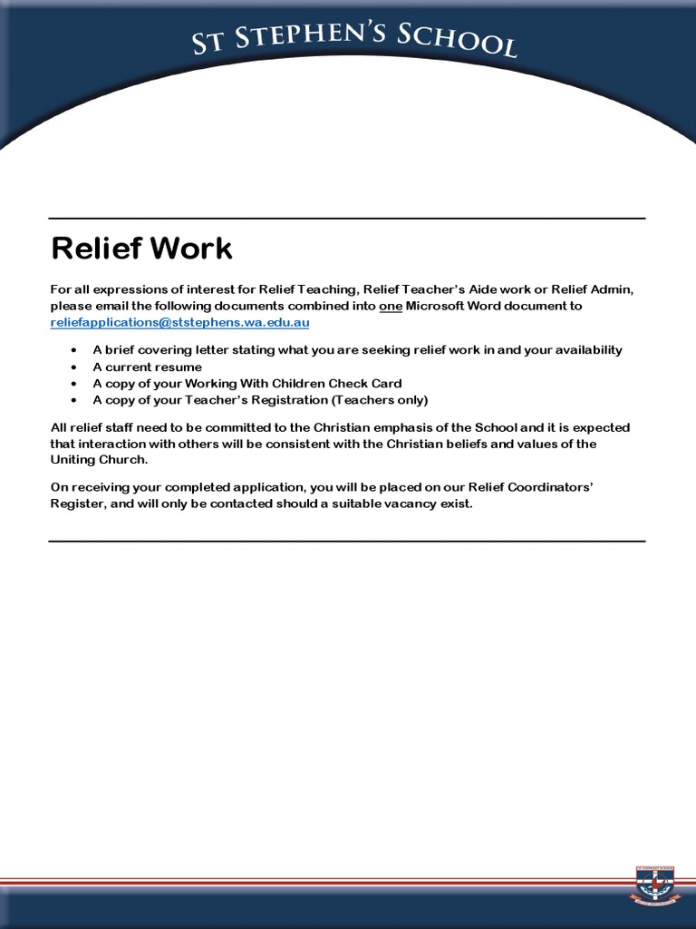 Relief Work Application Guidelines | PDF | Career & Growth