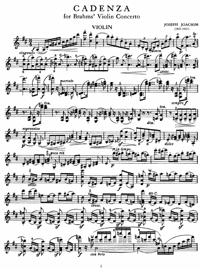 Brahms Violin Concerto in D Op 77 Joseph Joachim | PDF