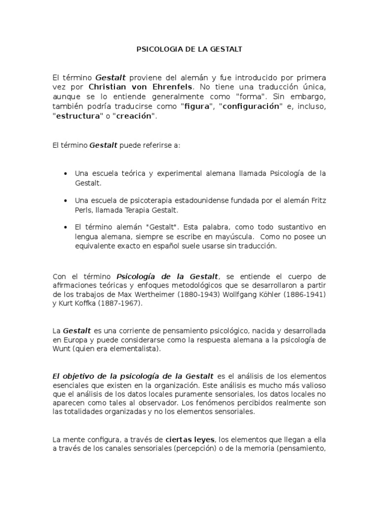 Psicologia de La Gestalt | PDF | Percepción | Sicología