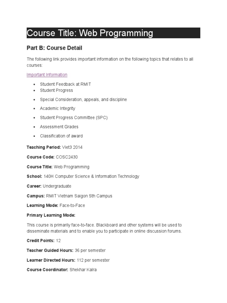 Web-Programming Course Description | PDF | World Wide Web | Internet & Web