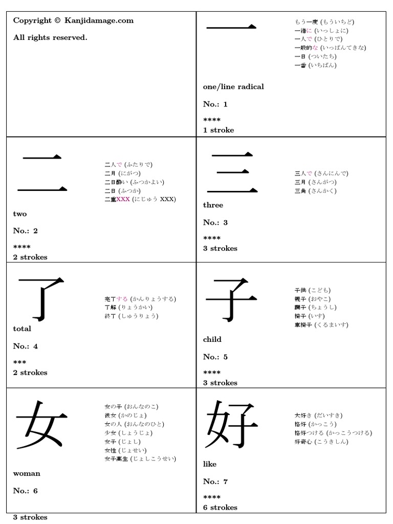 768px x 1024px - Kanjidamage Flashcards Meanings | PDF