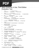 Basic Grammar in Use, Third Edition Evaluation Test