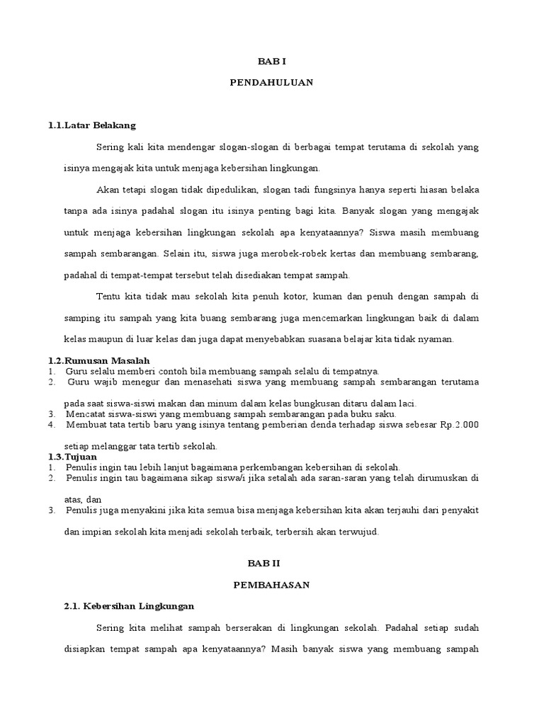 Makalah Kebersihan Lingkungan