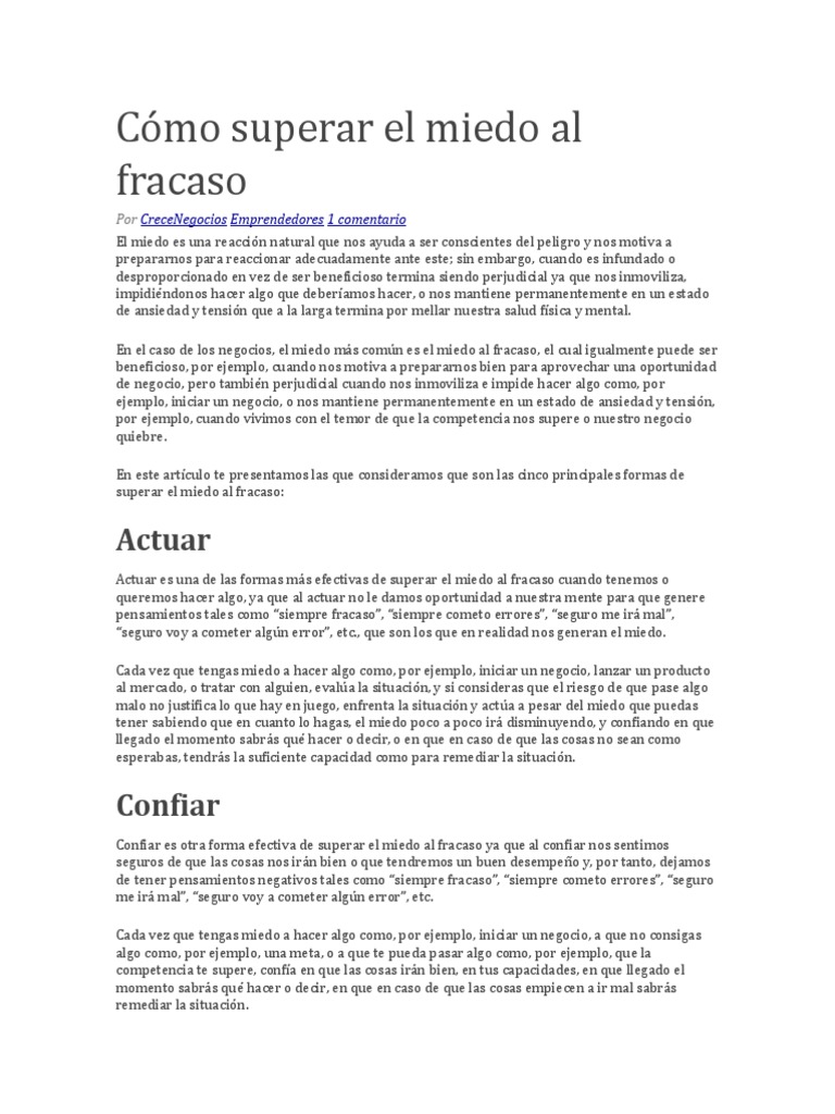 Superar el miedo al fracaso | PDF | Meditación | Temor