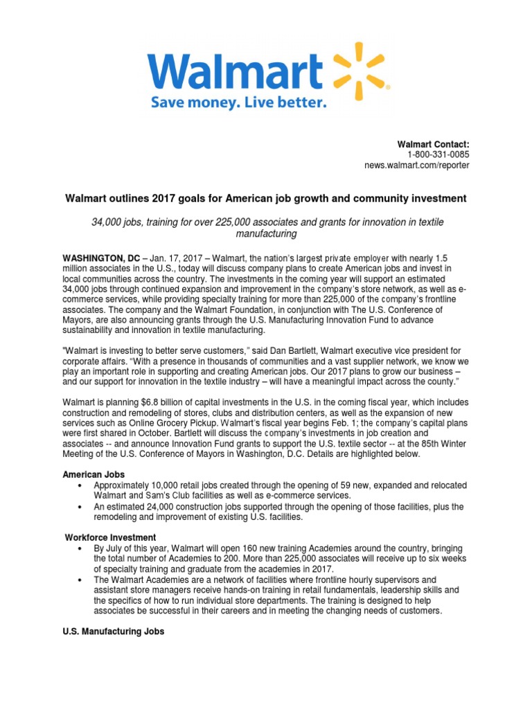 Walmart Release PDF Walmart Employment