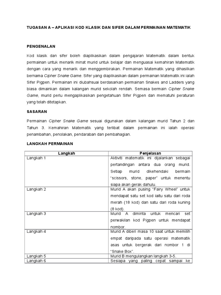 Permainan Matematik: Cipher Snake Game | PDF
