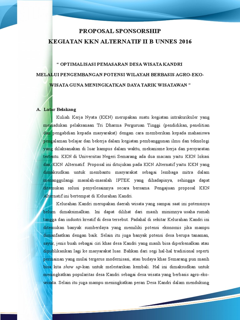 Proposal Sponsorship KKN Kandri 2016 | PDF