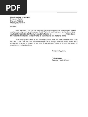 Resignation Letter