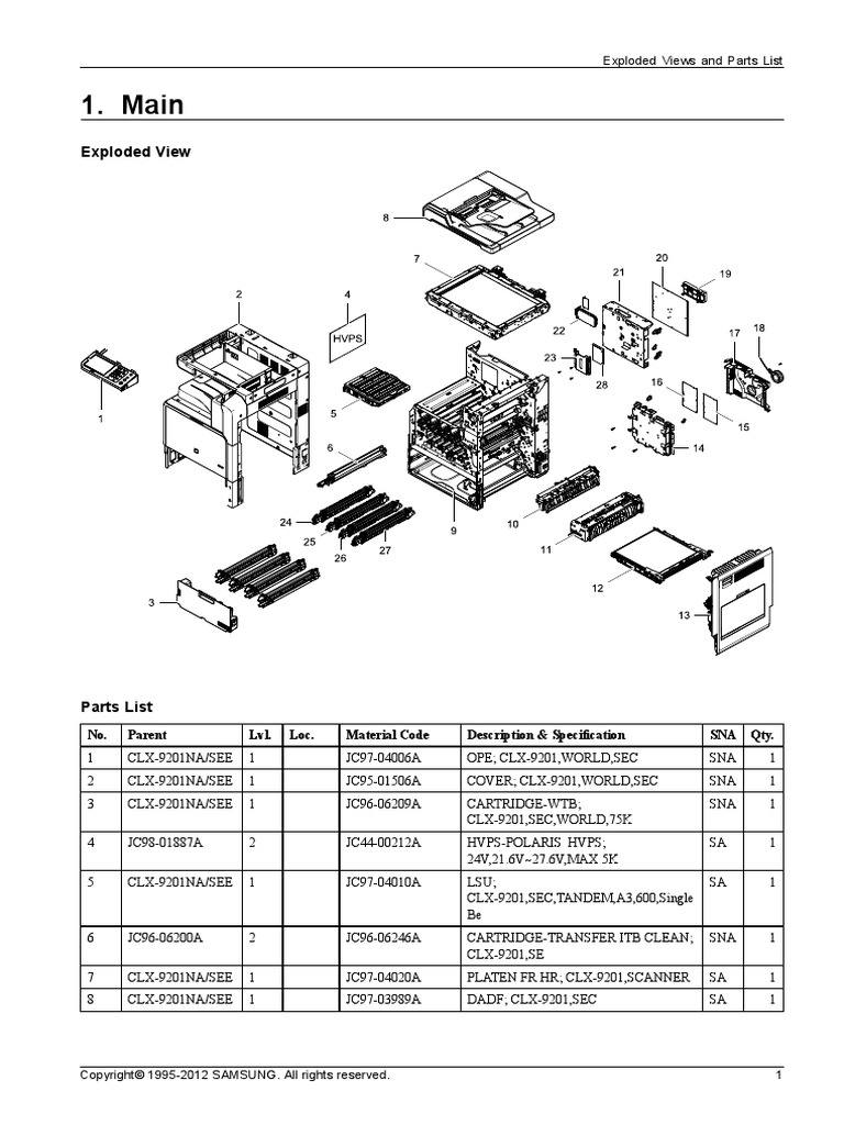 CLX-9201NA SEE Exploded View Parts List PDF | PDF | Property Law ...