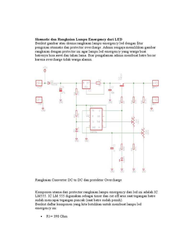 Skema Rangkaian Lampu Emergency LED | PDF