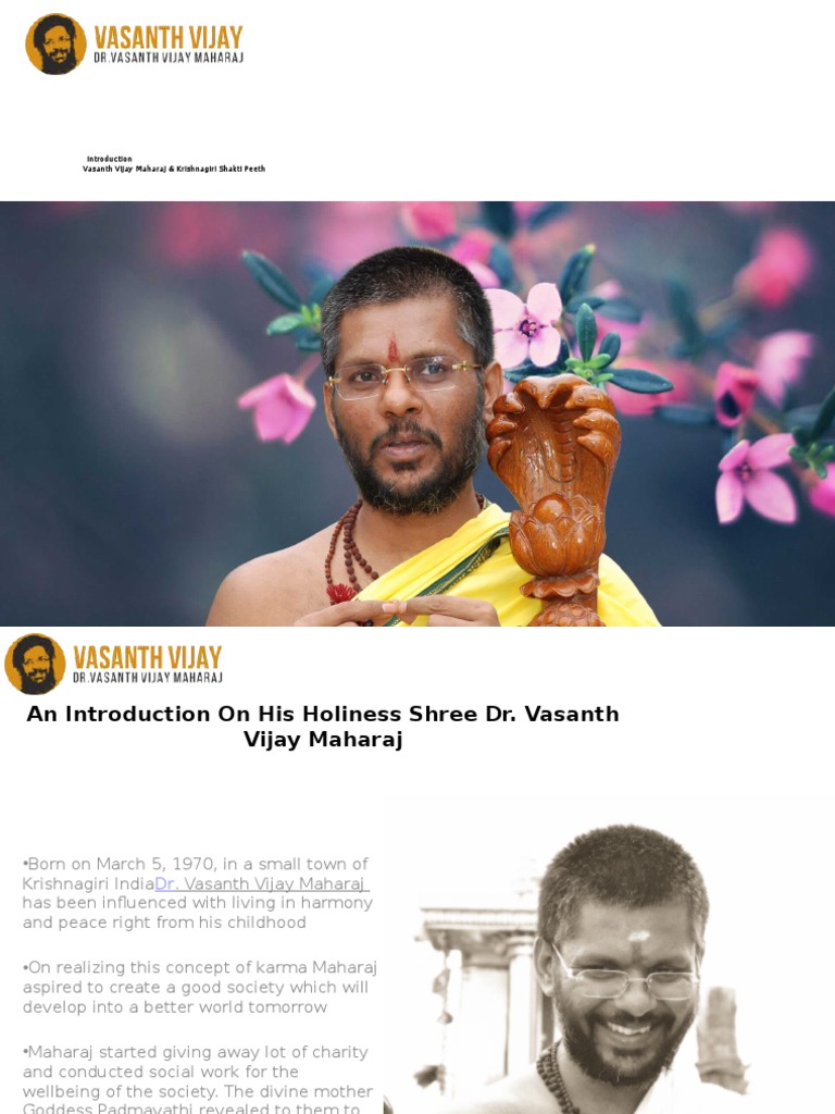 Vasanth Vijay Maharaj: Peace Advocate | PDF
